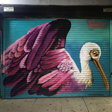 Roseate Spoonbill by Danielle Mastrion, located at 3531 Broadway, New York, NY 10032. Photo: Mike Fernandez/Audubon