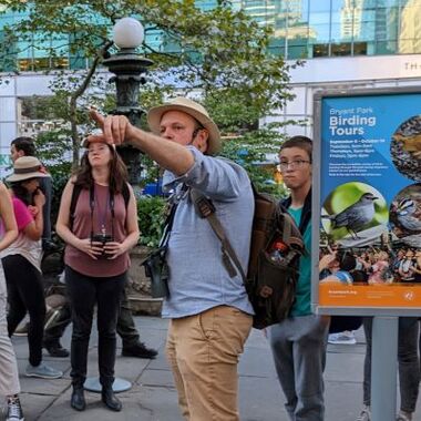 Expert Naturalist Gabriel Willow leads free tours of Bryant Park in both spring and fall. Photo: NYC Audubon