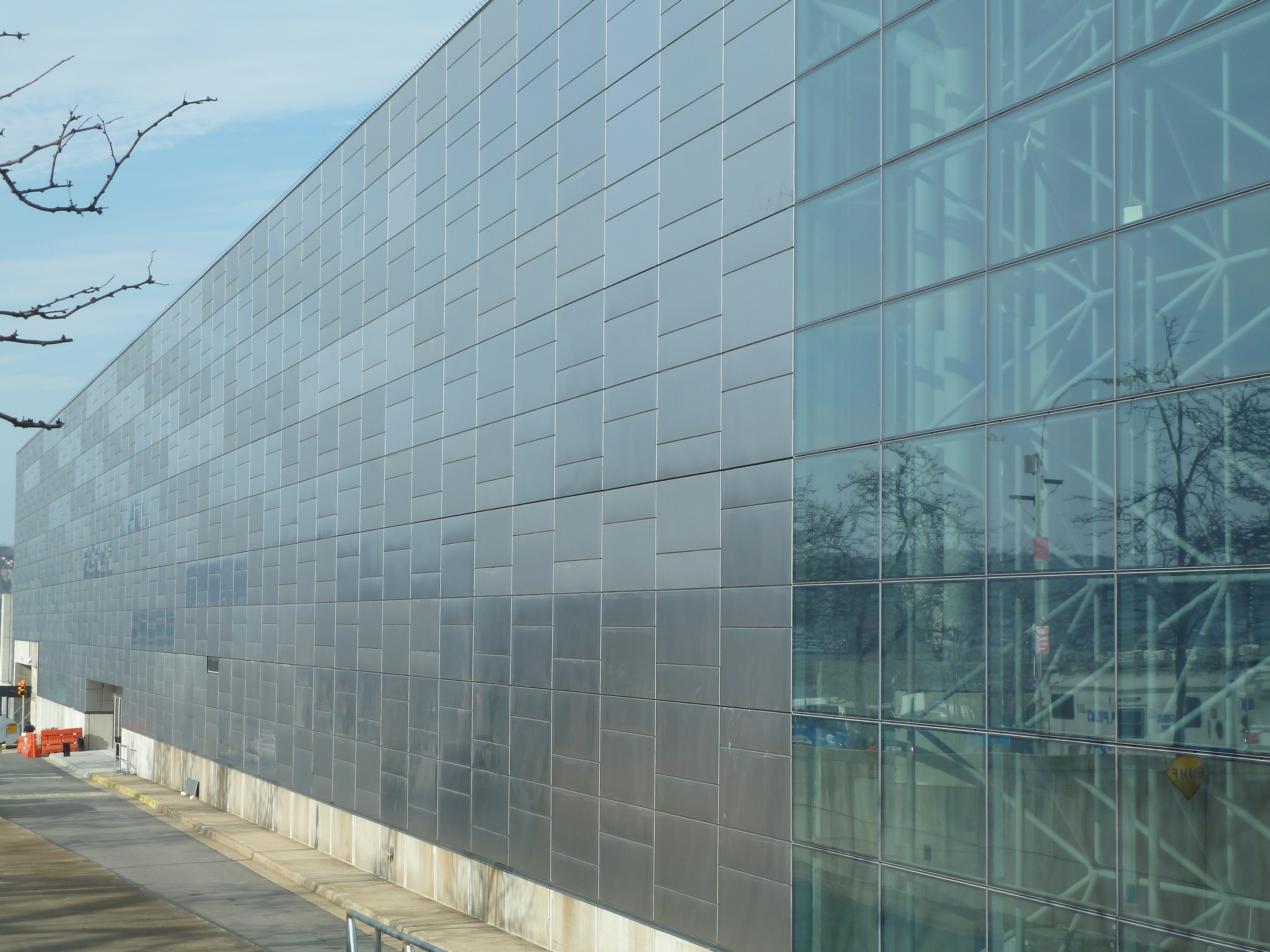The combination of steel and low-reflective glass panels employed in the 2013 Jacob K. Javits Convention Center renovation reduced bird deaths at the site by over 90 percent.