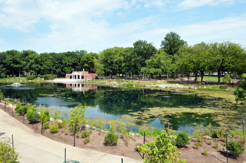 Crotona Park Lake. New plantings include native species to attract birds and other wildlife. Photo: NYC Parks